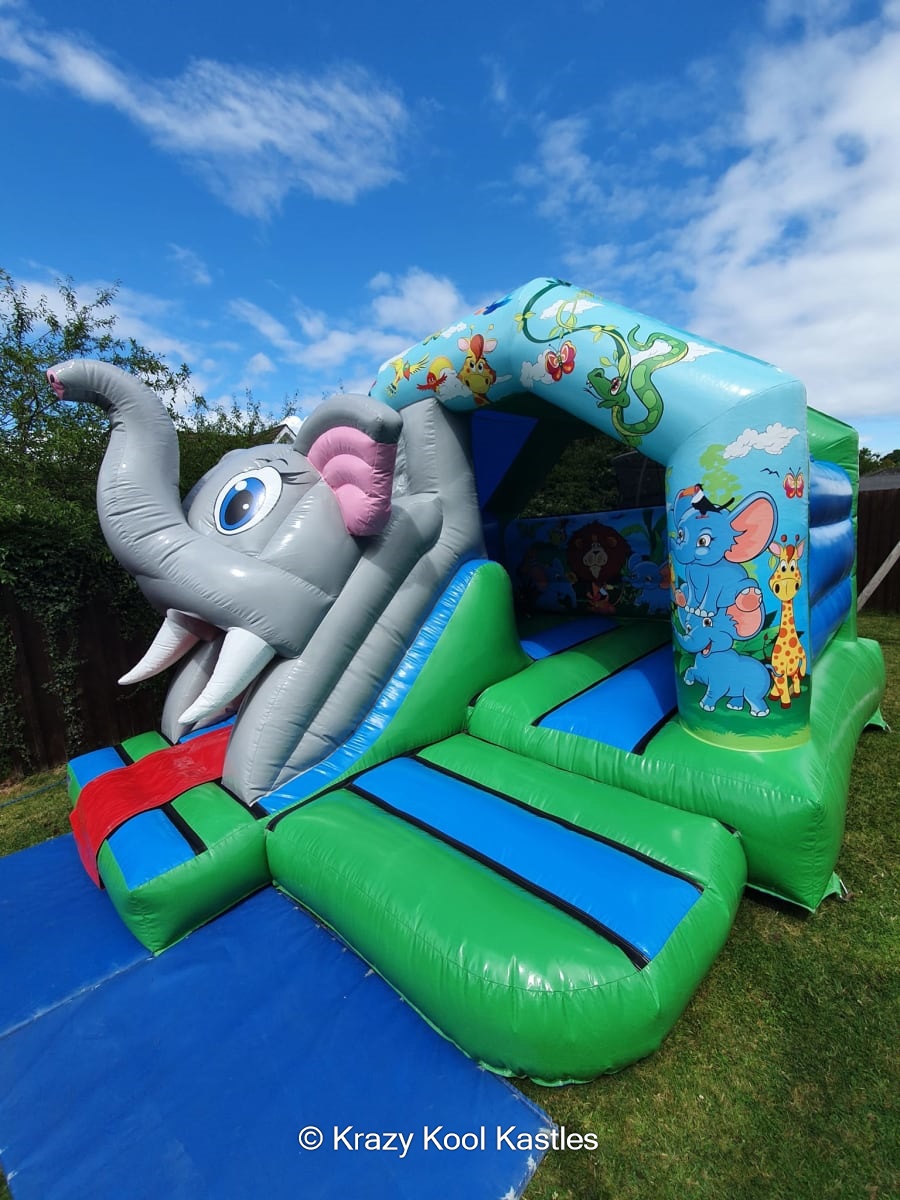 Jungle Elephant Bouncy Castle & Slide Combo Bouncy Castle Hire in Lurgan, Craigavon